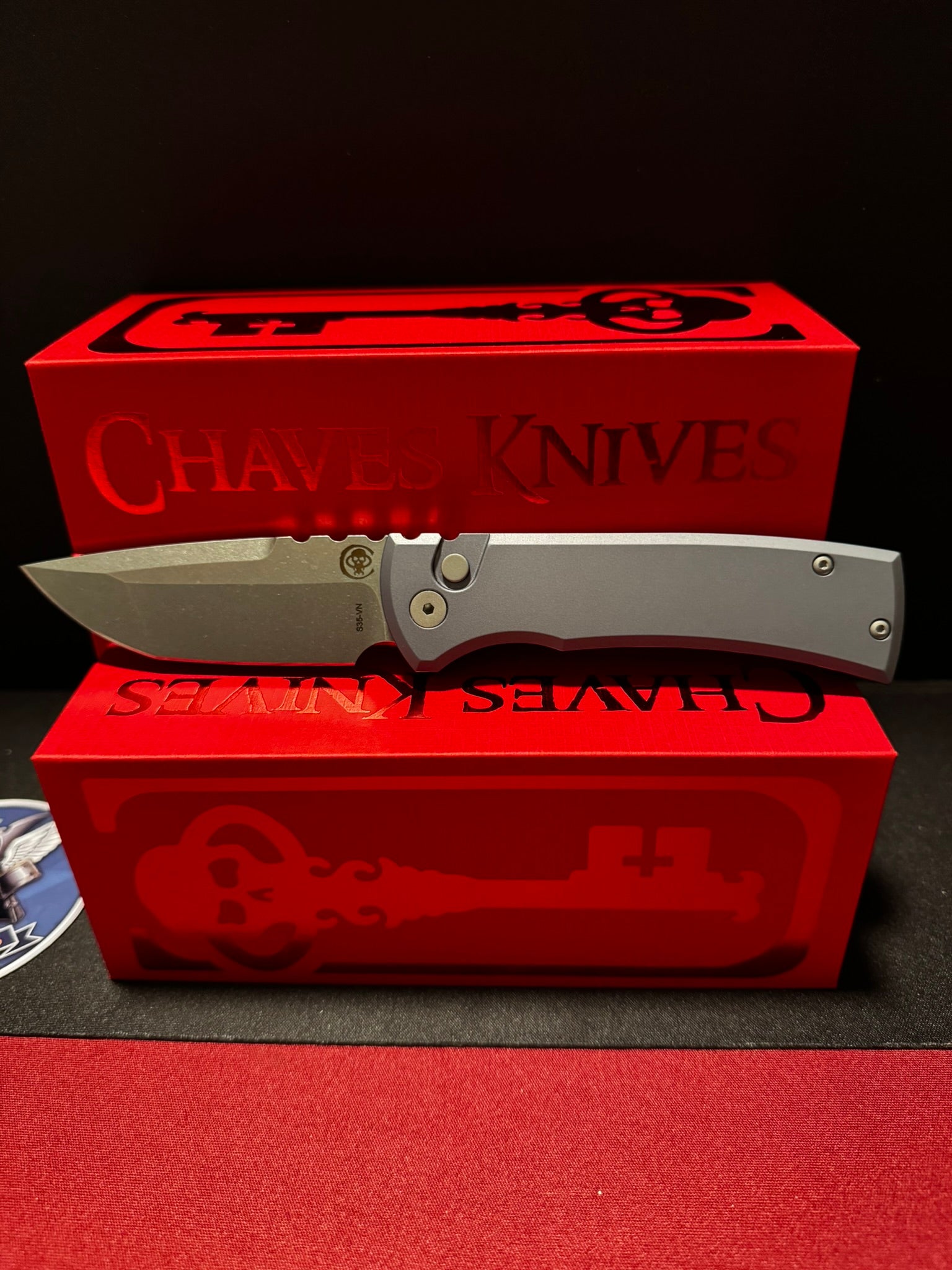 Chaves Knives Redencion Automatic Knife - Stonewash Grey Aluminum