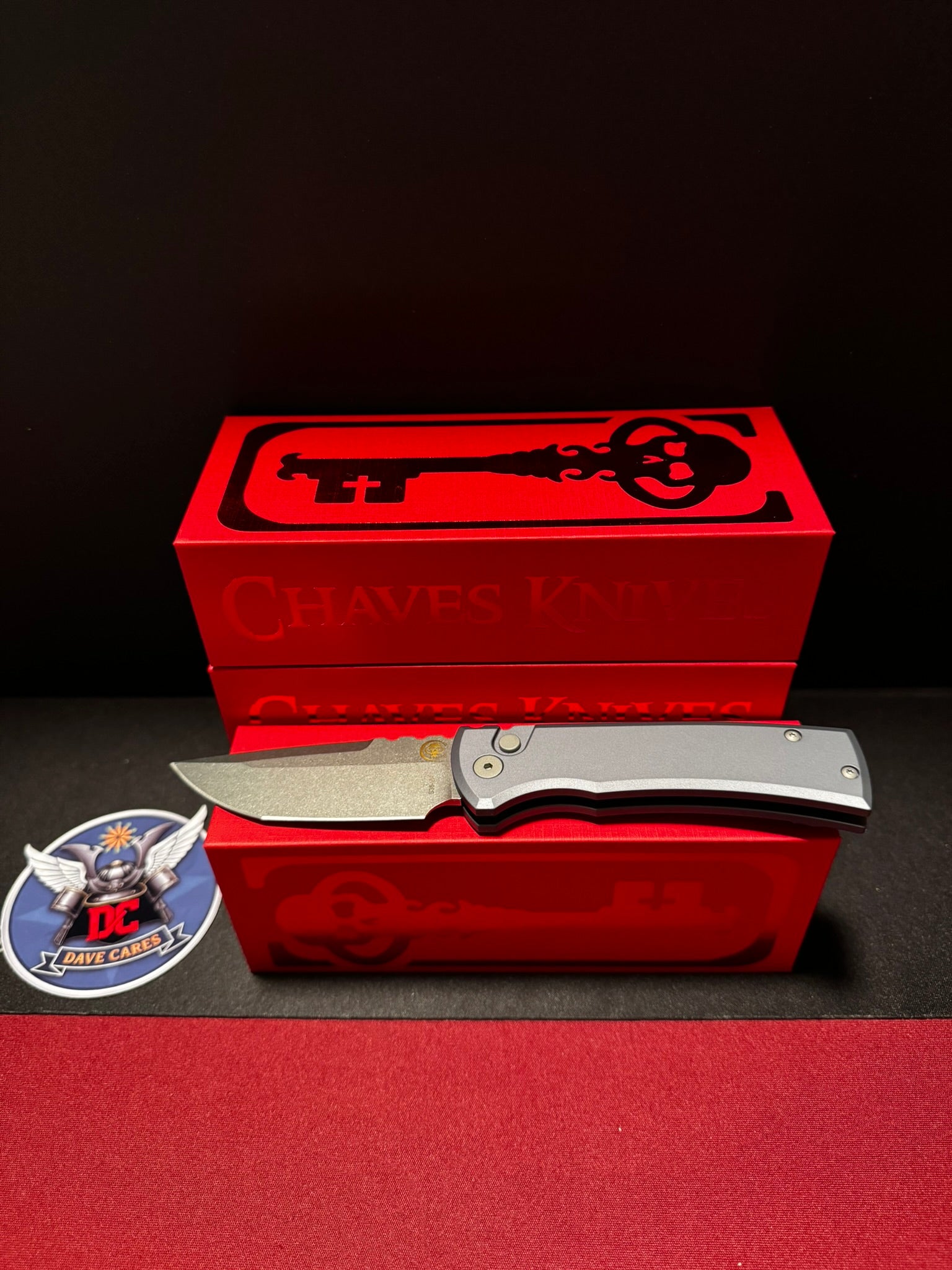 Chaves Knives Redencion Automatic Knife - Stonewash Grey Aluminum
