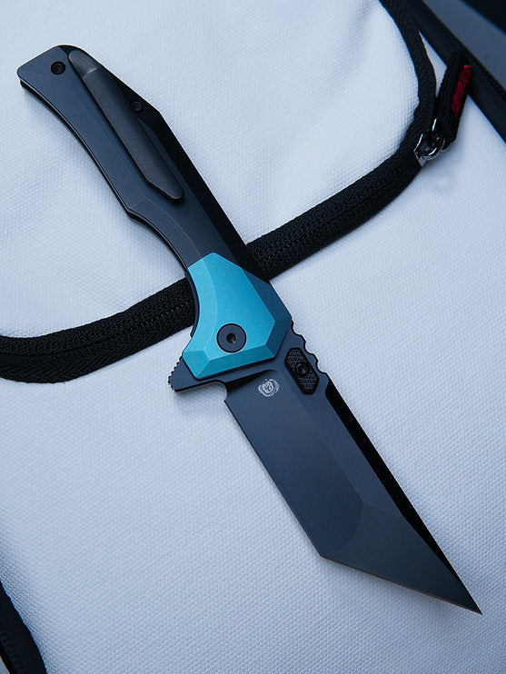 Arcane Design - BLACK PVD NECRONAUT V3 - Black PVD/ Blue Ti handles