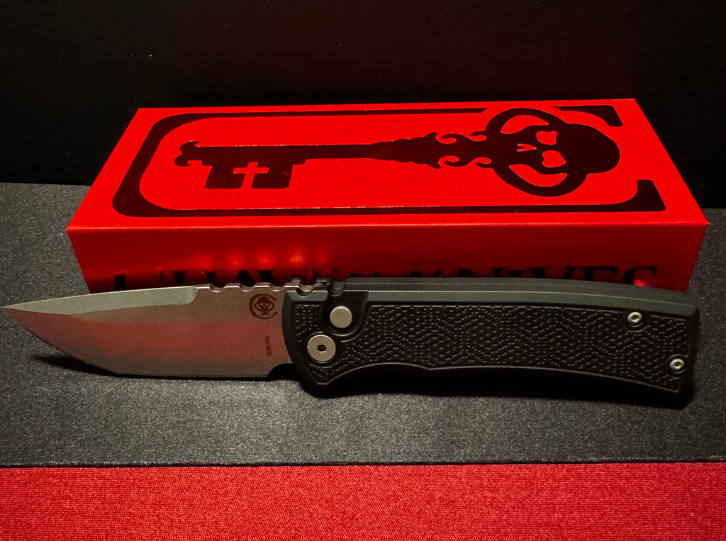 Chaves Knives Redencion 229 Automatic Knife - Black Spiral Stipple Handle